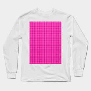 Hot Pink and White Grid Pattern Graph Check Stripes Long Sleeve T-Shirt